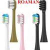 Eight replacement silicone toothbrush heads for Roaman brand toothbrushes in various colors.