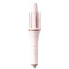 A pink professional automatic hair curling iron with a rounded barrel and a switch.