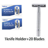 Juego de 1 portานocutas y 20 cuchillas para maquinilla de afeitar Super Platinum de acero inoxidable.