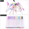 Collection de pinceaux pour mascara à cils réutilisables de différentes couleurs et roses, présentés en deux groupes.