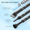 A set of medical tools for ear cleaning and inspection including a silicone spoon cover, tongue depressor, ear canal viewing 