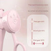 A pink frameless heated eyelash curler with a temperature control dial and a display showing three gears for different temper