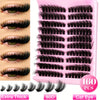 A collection of black artificial eyelashes in various lengths and styles for a cat eye look.