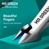 A close-up of a silver cuticle nipper is shown on a teal surface, highlighting its sharp precision for manicuring.