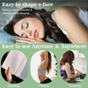 A woman sleeping with a graphene fiber face lift band, demonstrating easy shaping for the v-face.