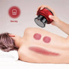 A hand applies a red cosmetic to a person's skin while an electric cupping set is visible.