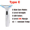 White Type C beauty and massage device with a sleek design and LED lights