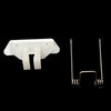 A white hair clipper swing head replacement parts kit showing a plastic housing and metal spring components.