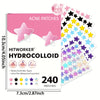 Un paquet de patchs hydcolloïdes Hitworker pour l'acné, avec divers patchs en forme d'étoile colorés.