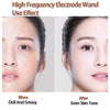 Before and after comparison showing skin improvement using a high frequency electrode wand
