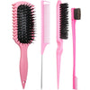 Un set de brosses pour définir les boucles, comprenant un peigne à larges dents, une brosse à fines dents et une brosse plate