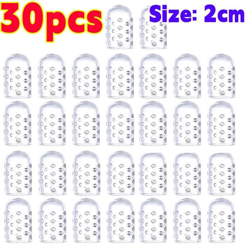 30 pieces of clear silicone toe covers for foot protection