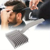 A professional V-shaped hair cutting comb set being used on a person's hair.