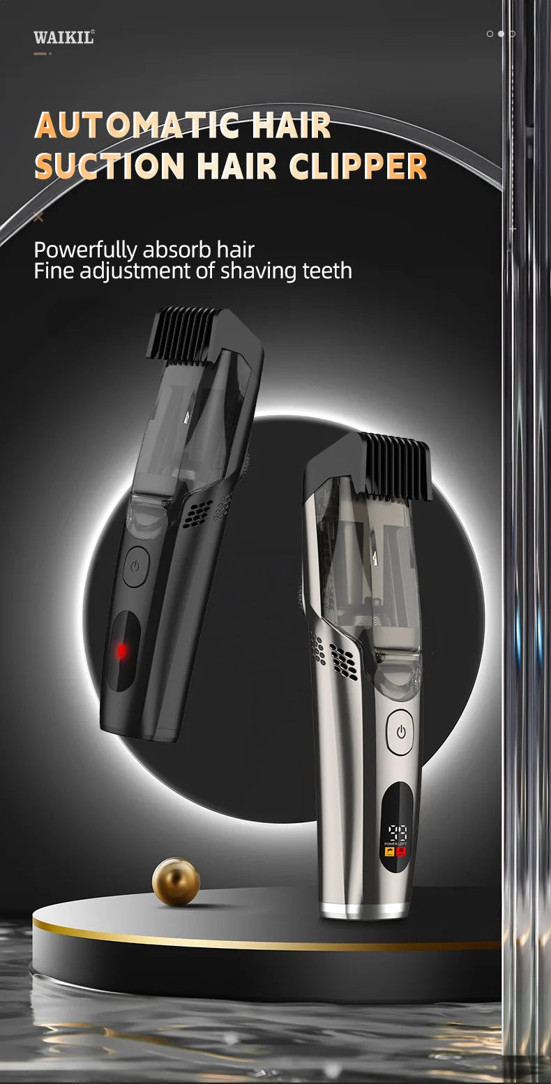 Nahaufnahme einer automatischen Haarschneidemaschine mit schwarz-silberner Optik.
