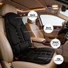 A beige car seat with a black massage cushion showing various massage points like neck, back, waist, and hip.