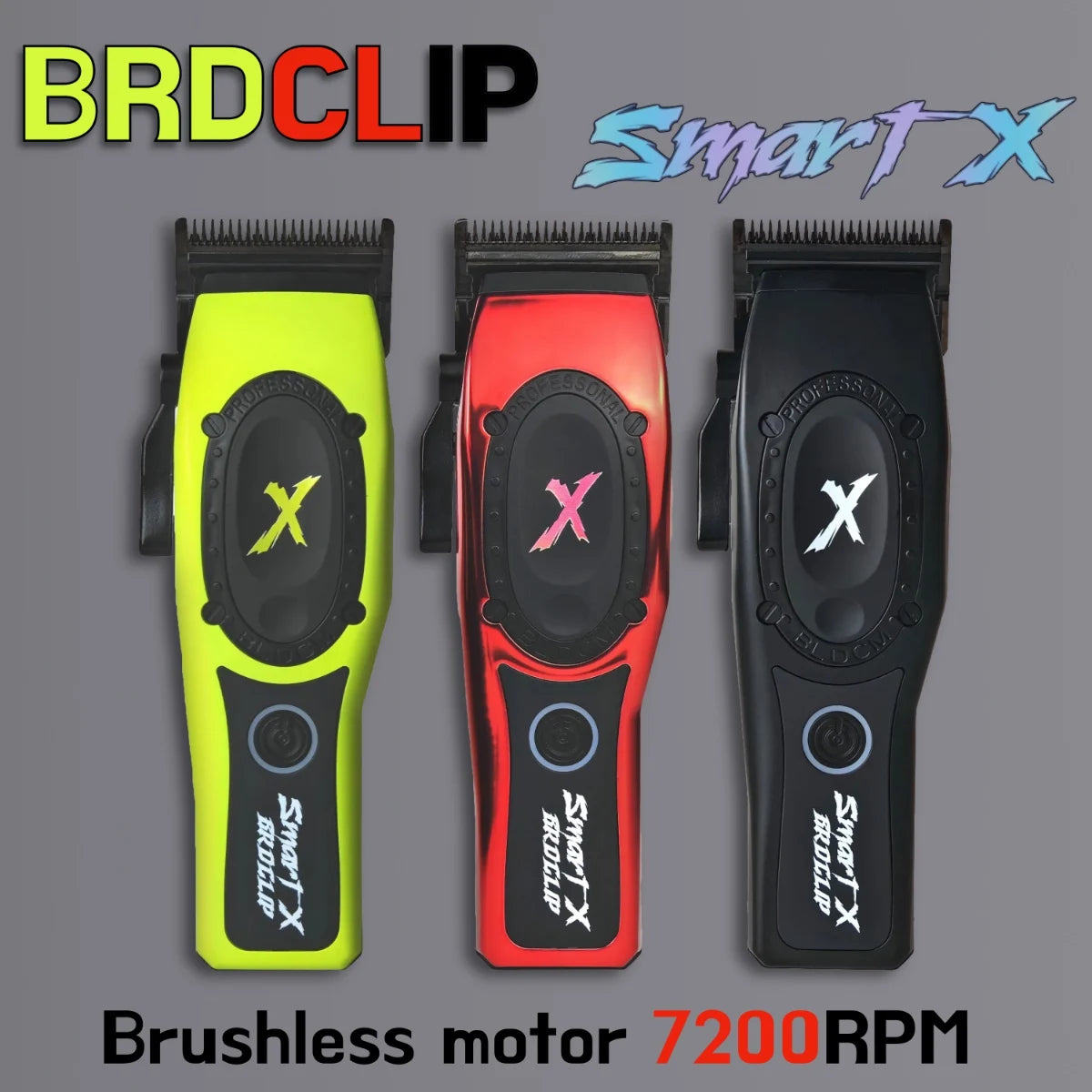 ثلاثة إصدارات من ماكينة حلاقة شعر كهربائية ذكية (Smart X) باللون الأصفر والأحمر والأسود بتقنية المحرك بدون فرشاة