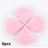 A set of six pink reusable velvet powder puffs arranged in a star shape.