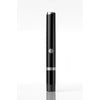 A black electric heated eyelash curler and eyebrow trimmer standing vertically.