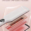 A ceramic hair straightener is shown layered with three insulation materials: PC, PET, and top insulation.