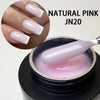 Gel de construction à ongles rose naturel JN20 appliqué sur une extension.