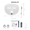 Packing list for the Hello Face LED Face Mask including the mask, controller, instructions, and cables.