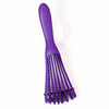 A purple adjustable detangling hair brush with flexible bristles shown against a white background.