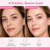Before and after comparison showing a fresher, dewier look achieved with the Collagen Volume Multi-Use Balm Stick.