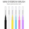 A set of five mini eyebrow brushes in black, clear, yellow, blue, pink, and purple for repairing eyebrows or cleaning teeth.