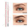 Comparaison avant/après de l'application d'un crayon à sourcils rose sur un œil.