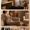 Invisible wearing device shown in three scenarios: office, home, and exercise.