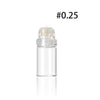 A clear glass cartridge for a professional microneedling derma stamp with a #0.25 needle.