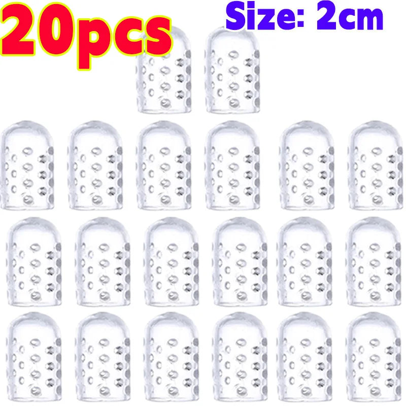 20 pieces of clear silicone toe covers for foot protection