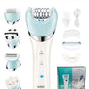 A white electric grooming kit with multiple attachments for hair and body care is displayed.