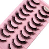 A pink plastic tray holding 10 pairs of natural look false mink eyelashes.