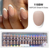 A set of 160 pieces of soft gel false fingertips in nude pink shades displayed on a clear plastic tray.