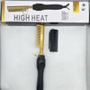 A gold ceramic professional heat comb hair straightener is shown packaged in a box.