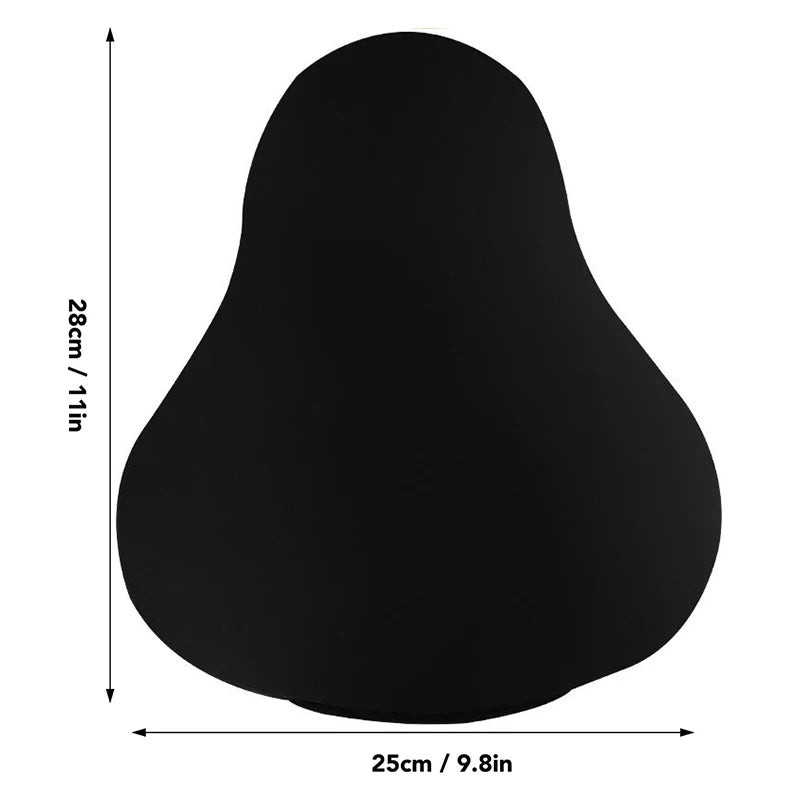 Black lumbar molder compression support board shown from above with dimensions 28cm by 25cm.