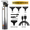 Professional electric hair clipper with detachable guards and cleaning brush set