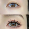 Close-up of an eye showcasing long, dark mink lash clusters with natural 3D volume and a soft brown eye color.