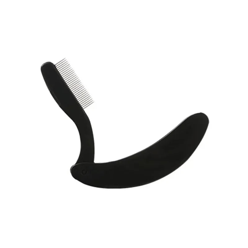 Set de peigne noir pliable en acier inoxydable pour cils et sourcils