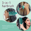 A 3-in-1 hairbrush in teal color used to smooth and define hair clumps while preventing frizz.