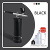 Black portable airbrush set with a metal nozzle and feeding pot for art and craft