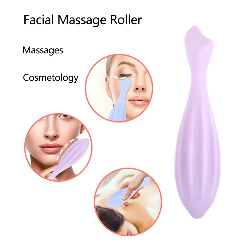 A purple silicone facial massage roller used for cosmetology and facial massages.