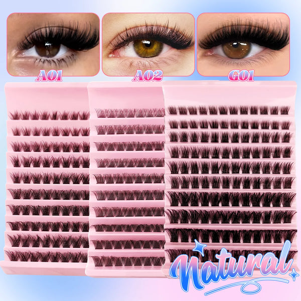 A collection of pink eyelash curlers showing various lash styles and curl patterns.