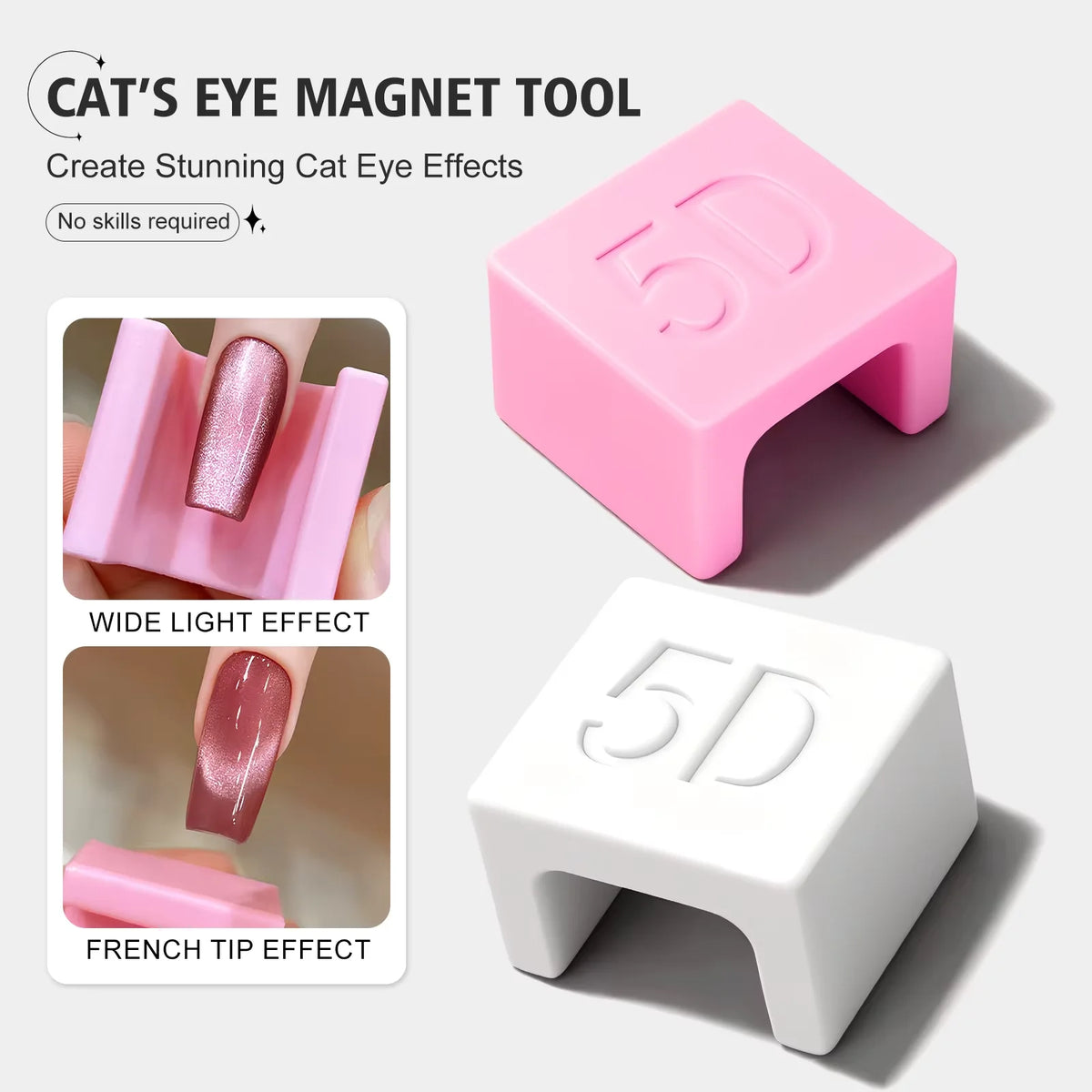 A pink 5D cat eye magnet tool used to create stunning cat eye effects on nails.