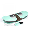 A teal electric lumbar traction massager device with a black cord and strap is shown on a white background.