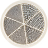 A circular display of gold mixed stainless steel bead nail art decorations arranged in radial sections.