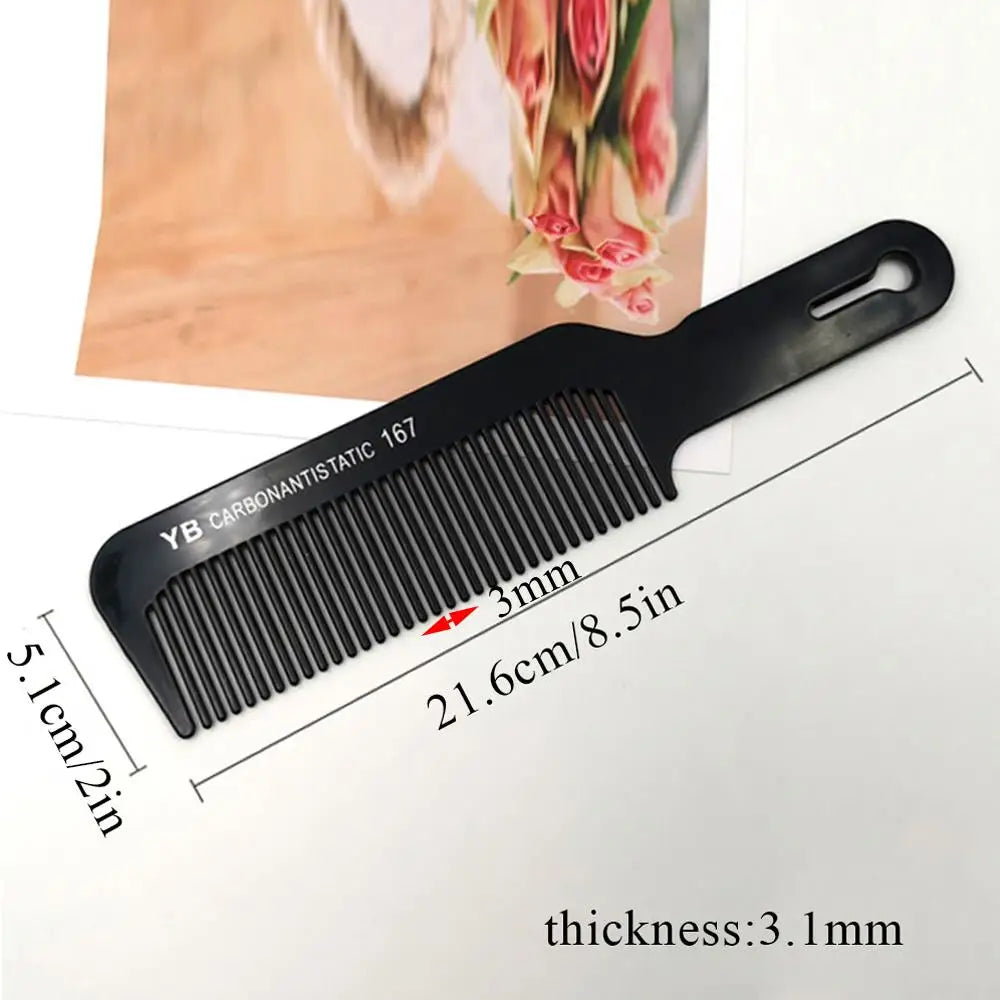 A black anti-static carbon hair comb with 3mm teeth is shown on a white background.