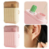 Kit jetable rose pour nettoyer les oreilles, avec boîte en plastique et outil à aiguilles fines pour entretien de piercing.