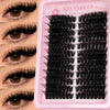 A pink tray of DIY natural wispy lash clusters with soft thin bands for decorating beauty looks.